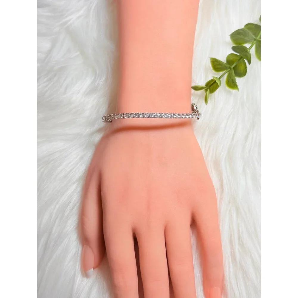 Silver Tone Eternity Rhinestones Bangle